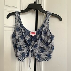 SOLID & STRIPED Navy and White Knit Vest